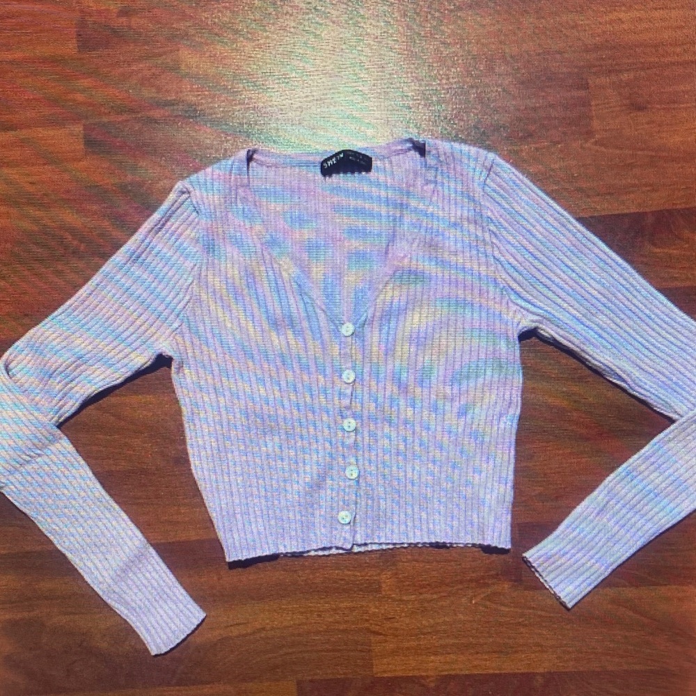 Pastel Purple Ribbed Cardigan by [Brand]